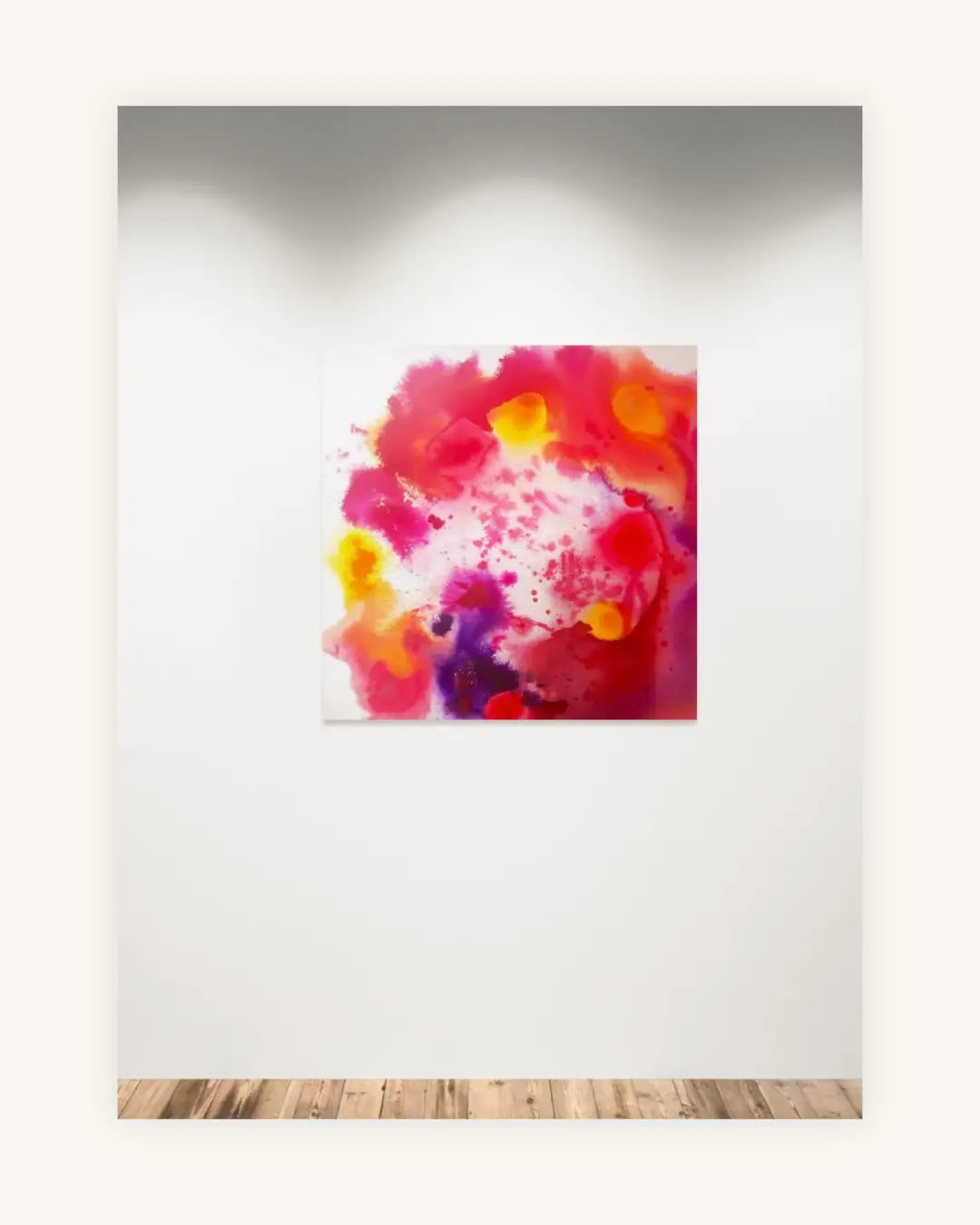 "Mystic Ember" Abstraktes Acryltintenbild in Rot, Orange und Violett 2