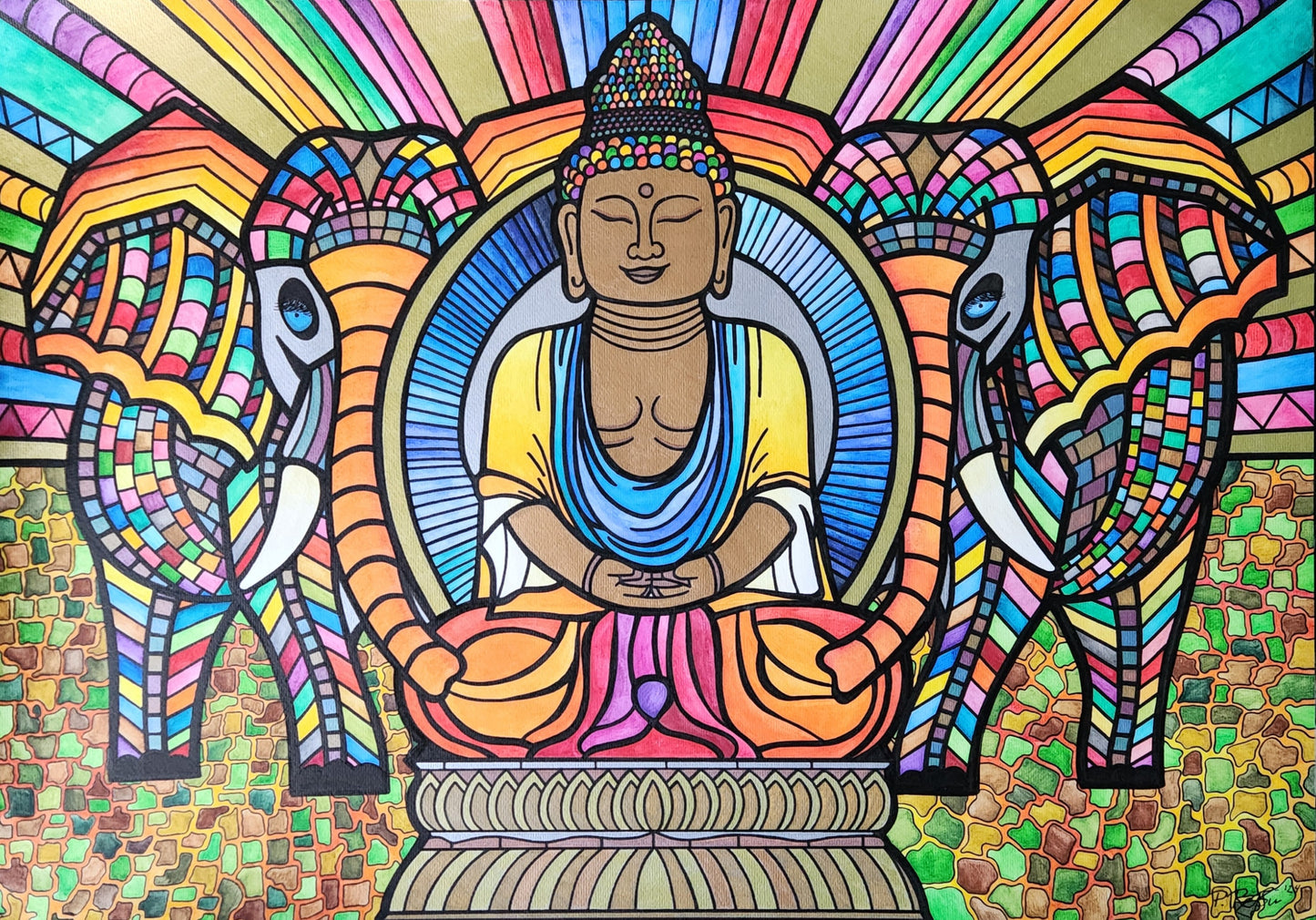 Format 84,1x59,4 cm Technik Mixed Media ( Aquarellstifte, Metallic Stifte von Posca,