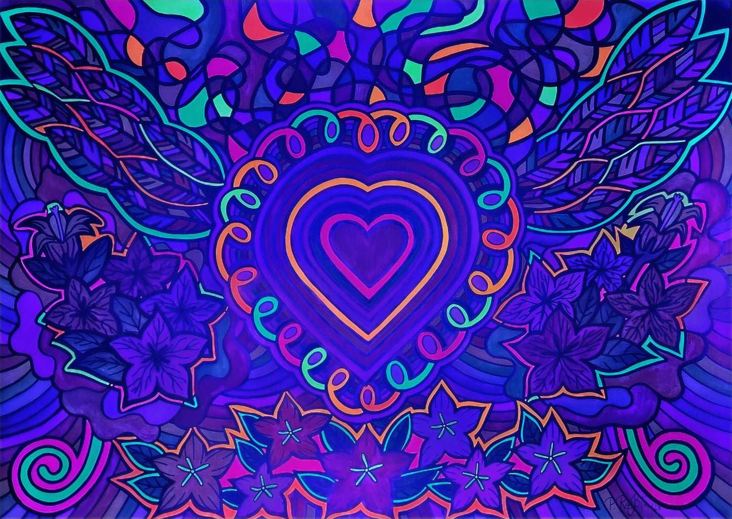 Format 84,1x59,4 cm Technik Mixed Media ( Aquarellstifte, Neon Stifte von Posca,