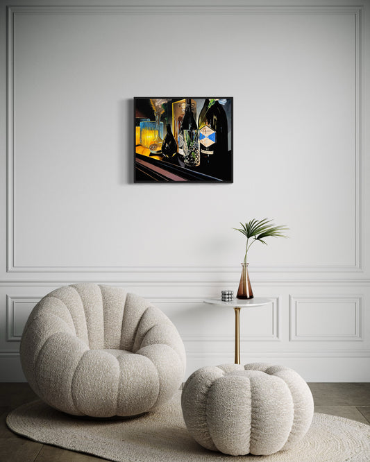 Thomas Düwer mit seinem Kunstwerk "Stillleben I" Format: 70x60cm Material: Acryl auf Leinwand Jahr: 2023