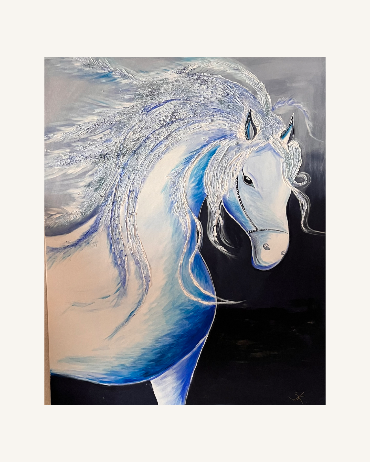 Mystischer Pegasus in tiefem Blau 0