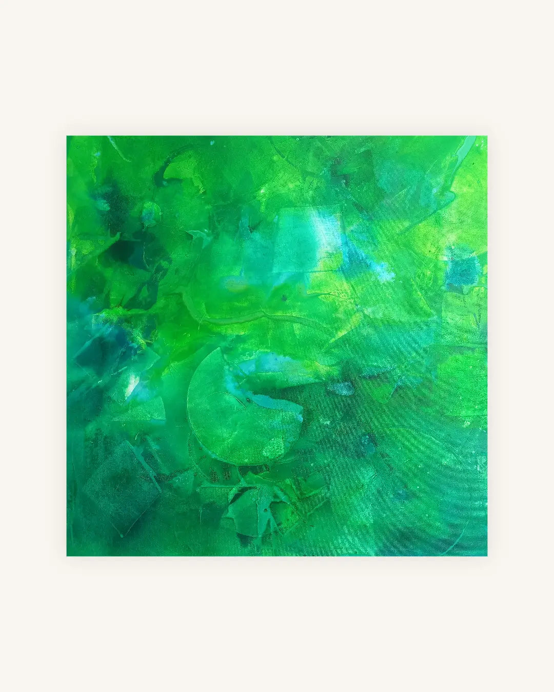 „Emerald Flow“ – abstraktes Acrylbild in leuchtendem Grün 0