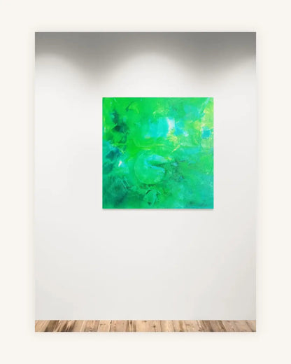 „Emerald Flow“ – abstraktes Acrylbild in leuchtendem Grün 2
