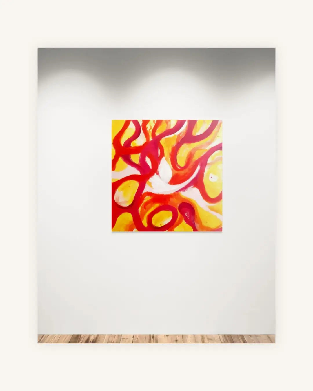 „Fire Dancer“ – abstraktes Acrylbild in leuchtendem Orange und Rot 2