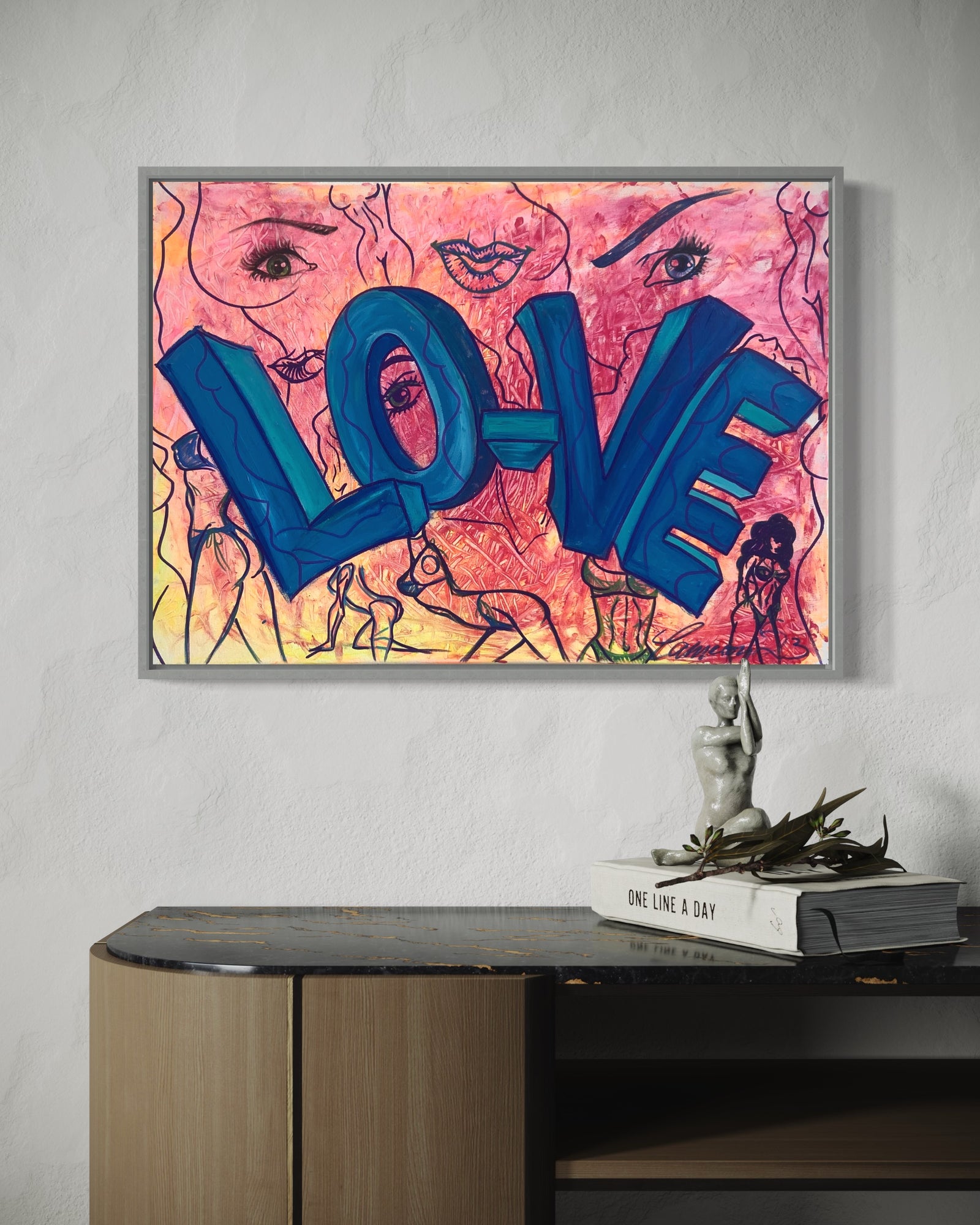 Kunstwerk von Christin Cameron mit dem Titel: Sex, but maybe Love. 50 hoch und 70 breit