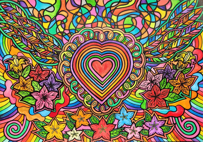 Format 84,1x59,4 cm Technik Mixed Media ( Aquarellstifte, Neon Stifte von Posca,