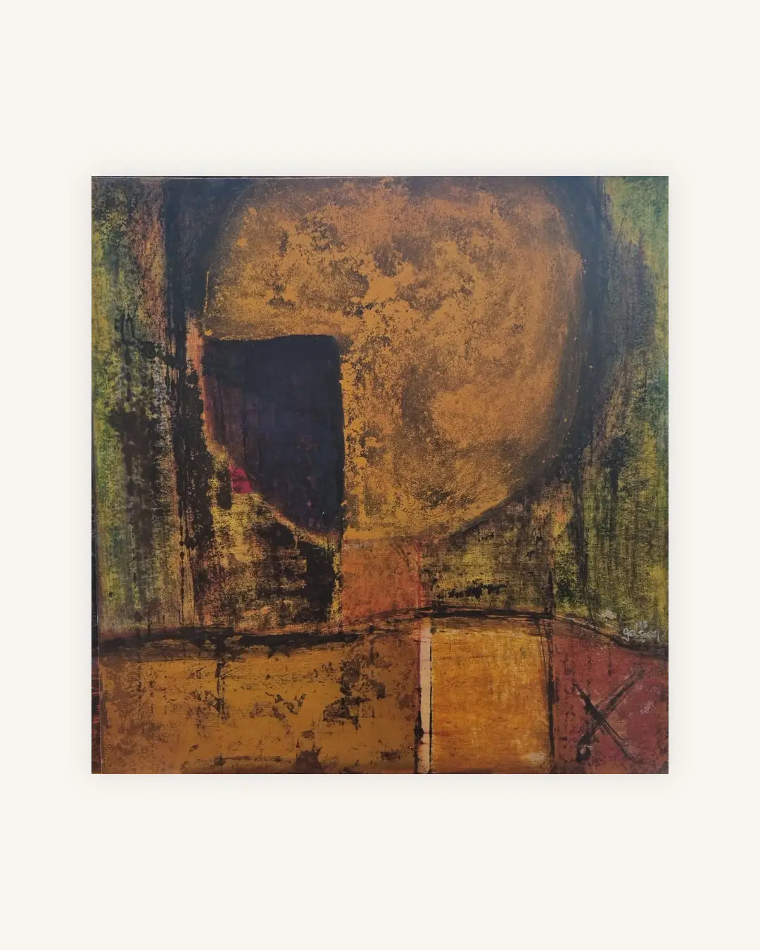 Goldener Kopf 2025 Mixed Media auf Karton 0