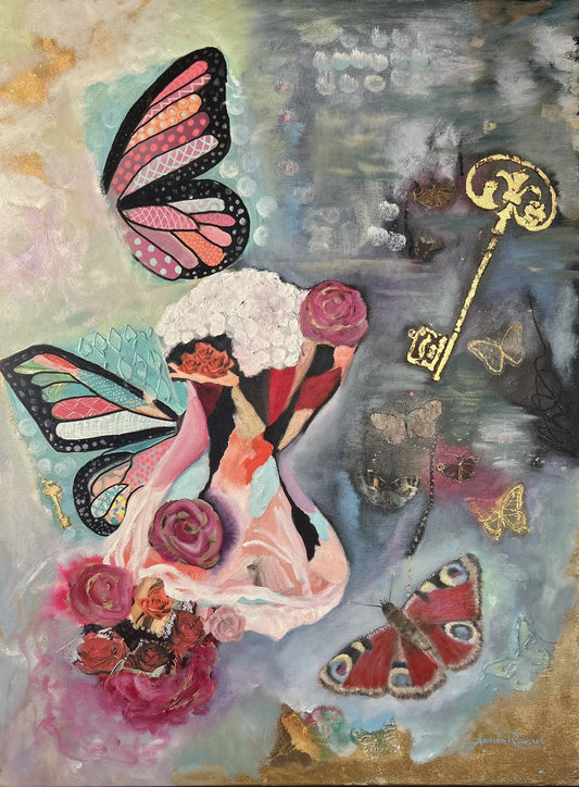 Gowned in Grace, Roses and Butterflies in Harmony 0