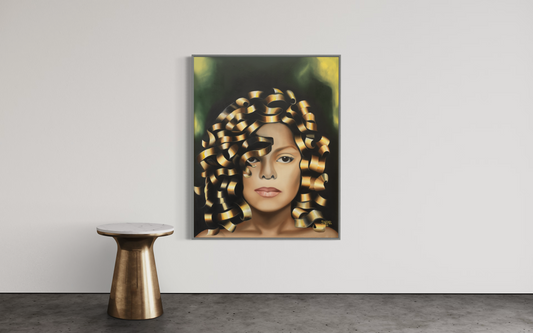 Jens Niepels Kunstwerl - „Das Bellett“- Zeigt Frau mit Lockigen Haaren