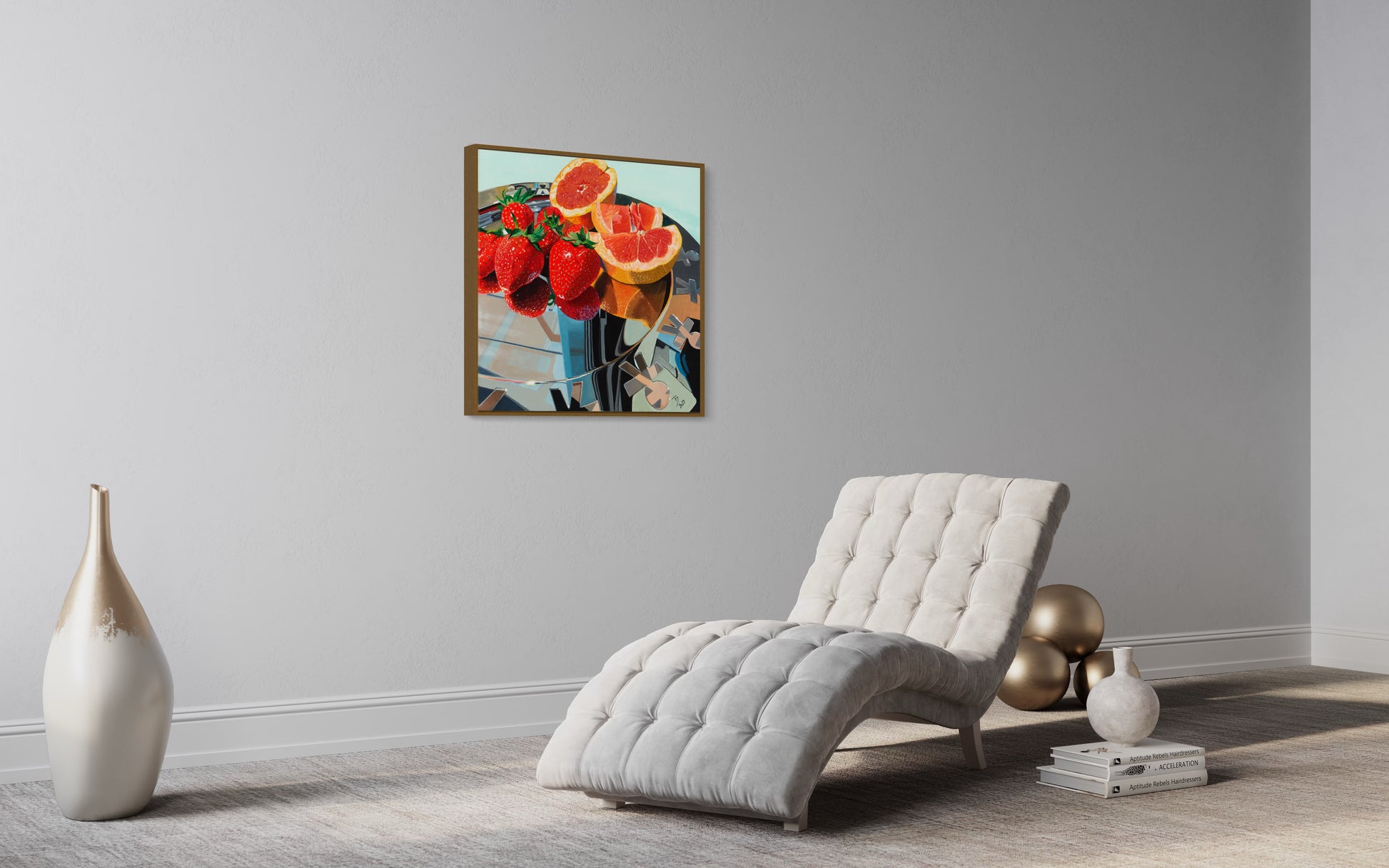 Thomas Düwer mit seinem Kunstwerk "Stillleben II"  Format: 80x80cm  Material: Acryl auf Leinwand&nbsp;  Jahr: 2023