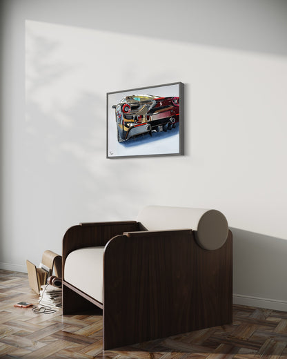 Thomas Düwers einzigartiges Kunstwerk "488GTB"&nbsp;  Format: 75x60  Material: Acryl auf Leinwand&nbsp;  Jahr: 2024