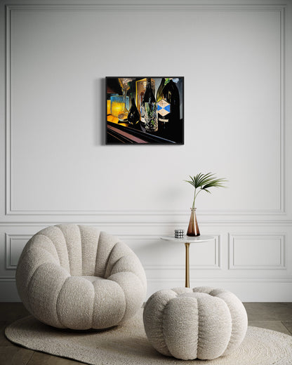 Thomas Düwer mit seinem Kunstwerk "Stillleben I"&nbsp;  Format: 70x60cm  Material: Acryl auf Leinwand&nbsp;  Jahr: 2023