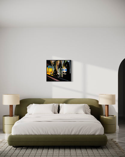 Thomas Düwer mit seinem Kunstwerk "Stillleben I"&nbsp;  Format: 70x60cm  Material: Acryl auf Leinwand&nbsp;  Jahr: 2023