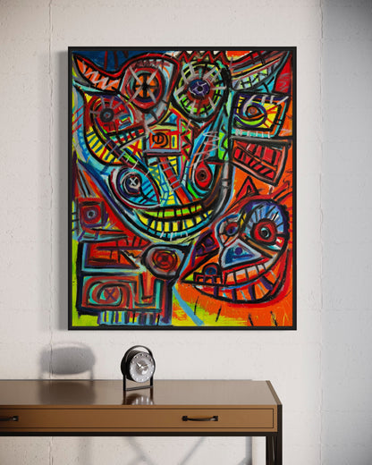 Sven Liesy mit „Happy Cow“ exklusiv bei POSH VISION unter dem Motto: Wölfe Der alten Zeit  Maße: 100x80 Ölpastelkreide&nbsp;