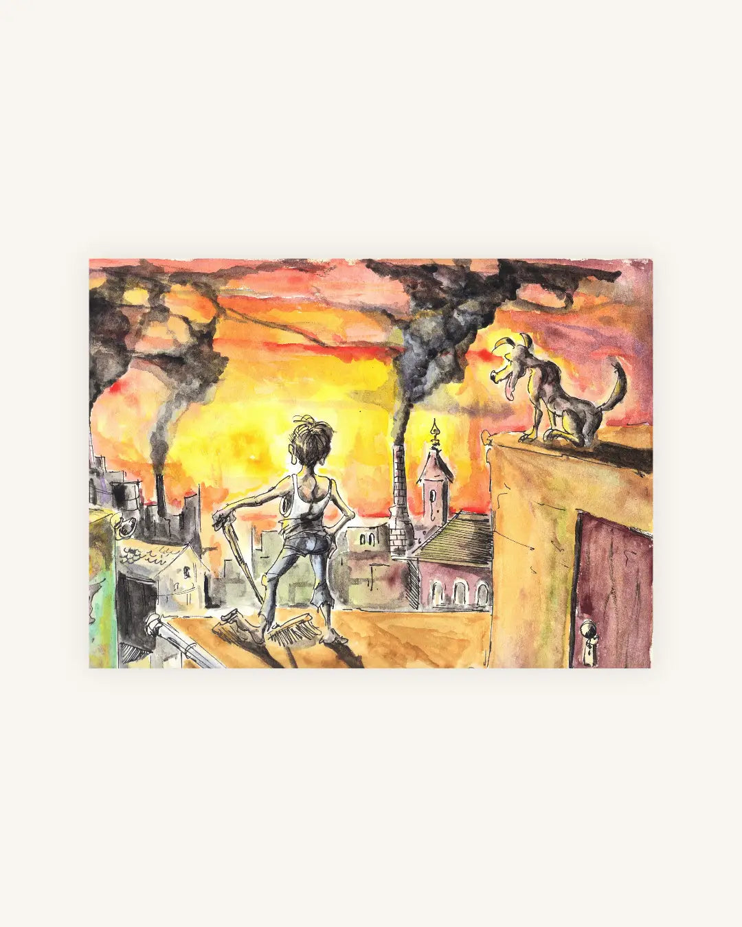 Junge über dem Schornsteinmeer 0