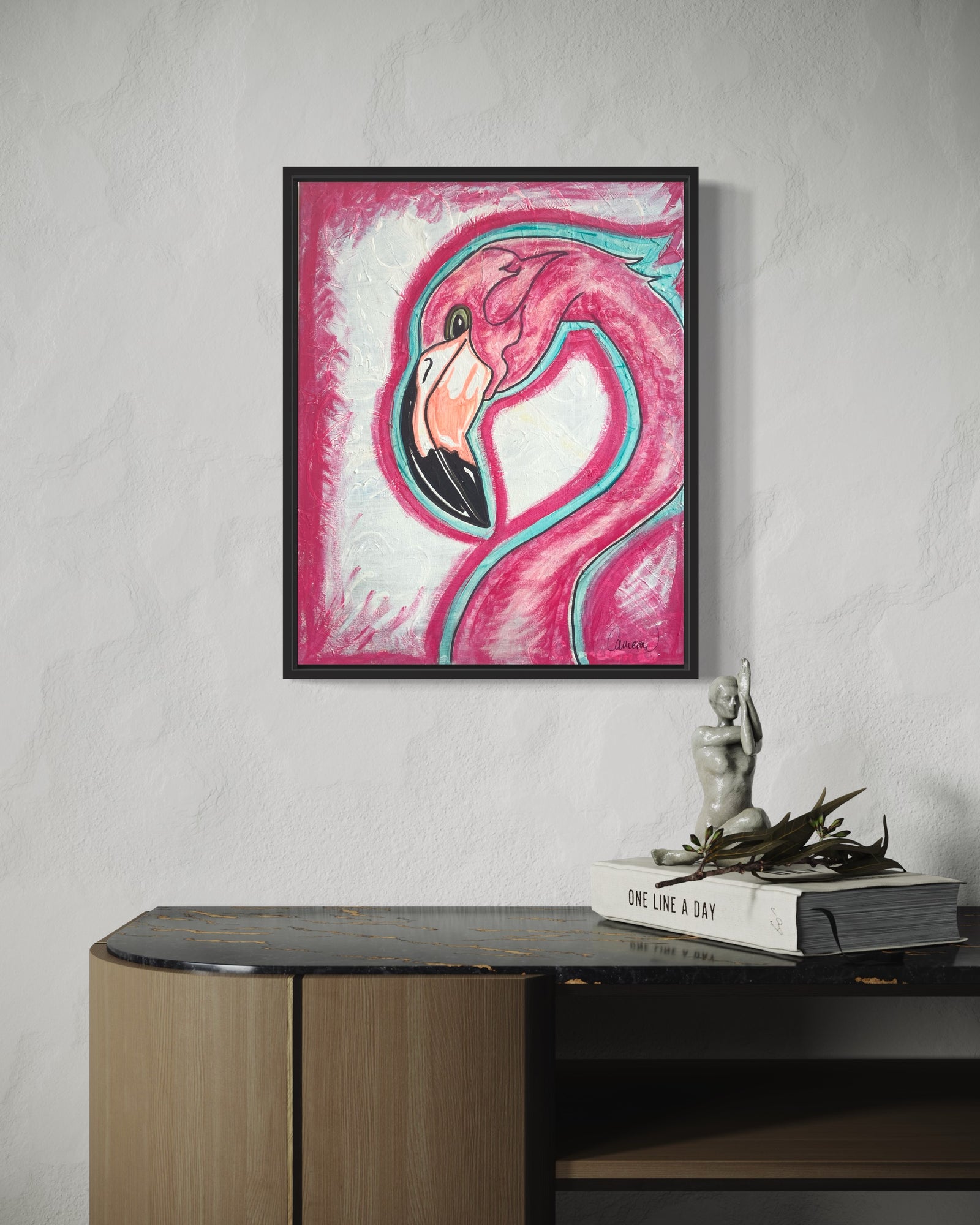 Das Kunstwerk von Christin Cameron mit dem Titel: Over and over pink   Mixed Media on Canvas   Maße: 40cm x 50cm  Entstehungsjahr: 2023