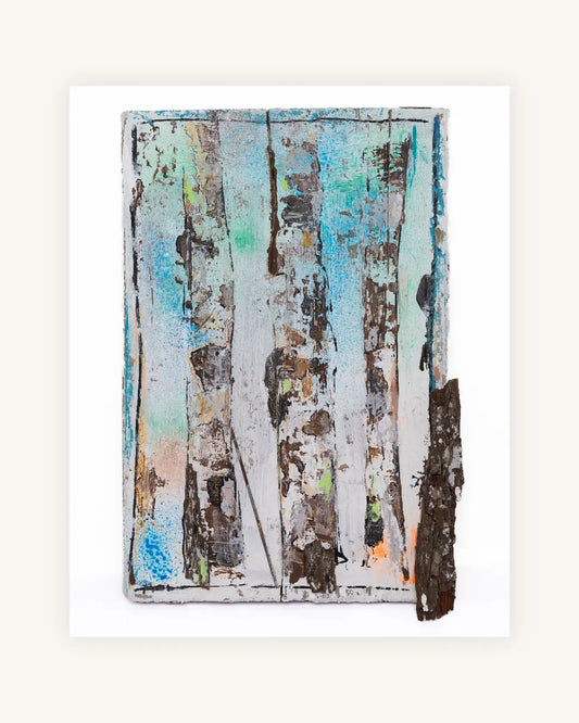 ´Three Trees´ Acryl/Collage auf Gerüstbaubohle 0