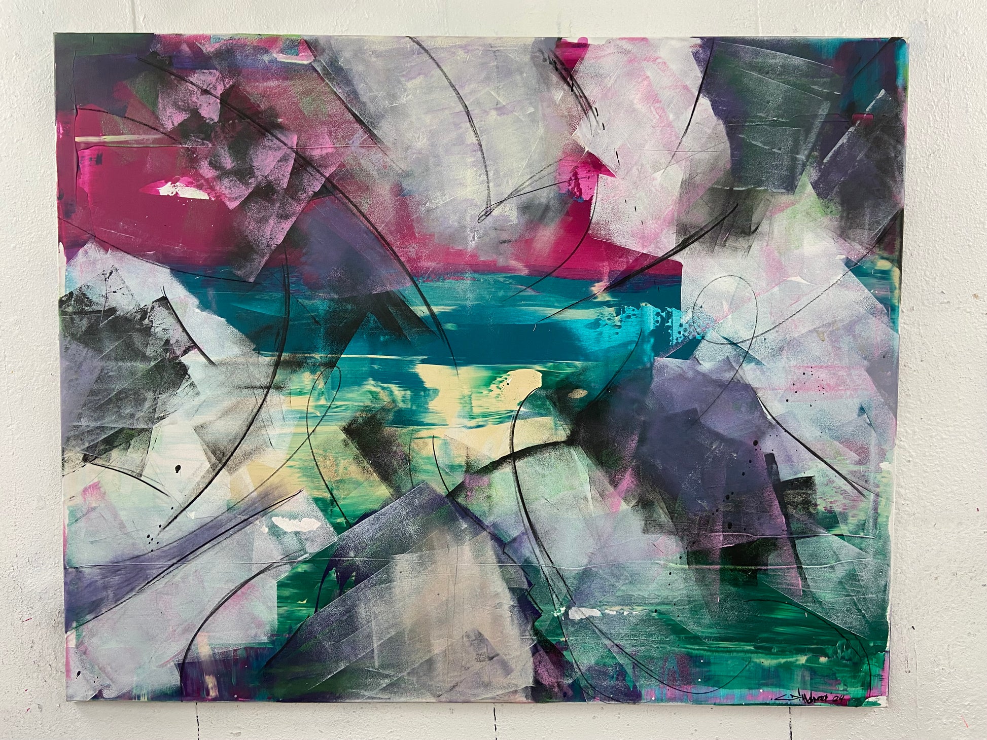Kunstwerk von Claudio Di Marco mit dem Titel "abstrakt Nr. 20", 120cm hoch, 150cm breit und 2cm tief