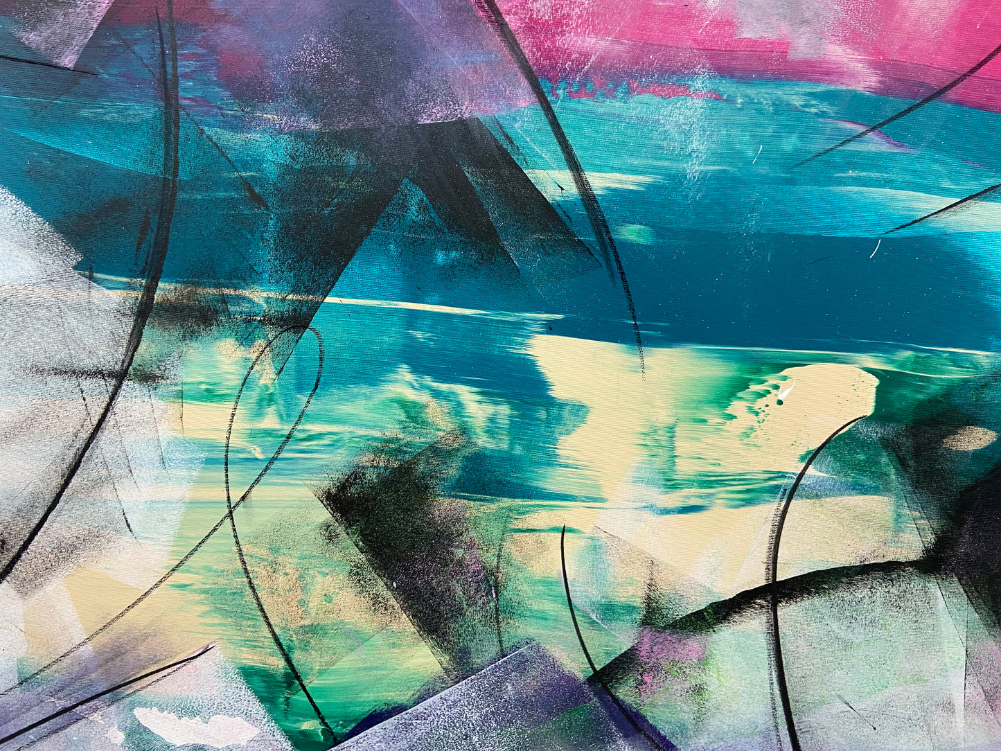 Kunstwerk von Claudio Di Marco mit dem Titel "abstrakt Nr. 20", 120cm hoch, 150cm breit und 2cm tief