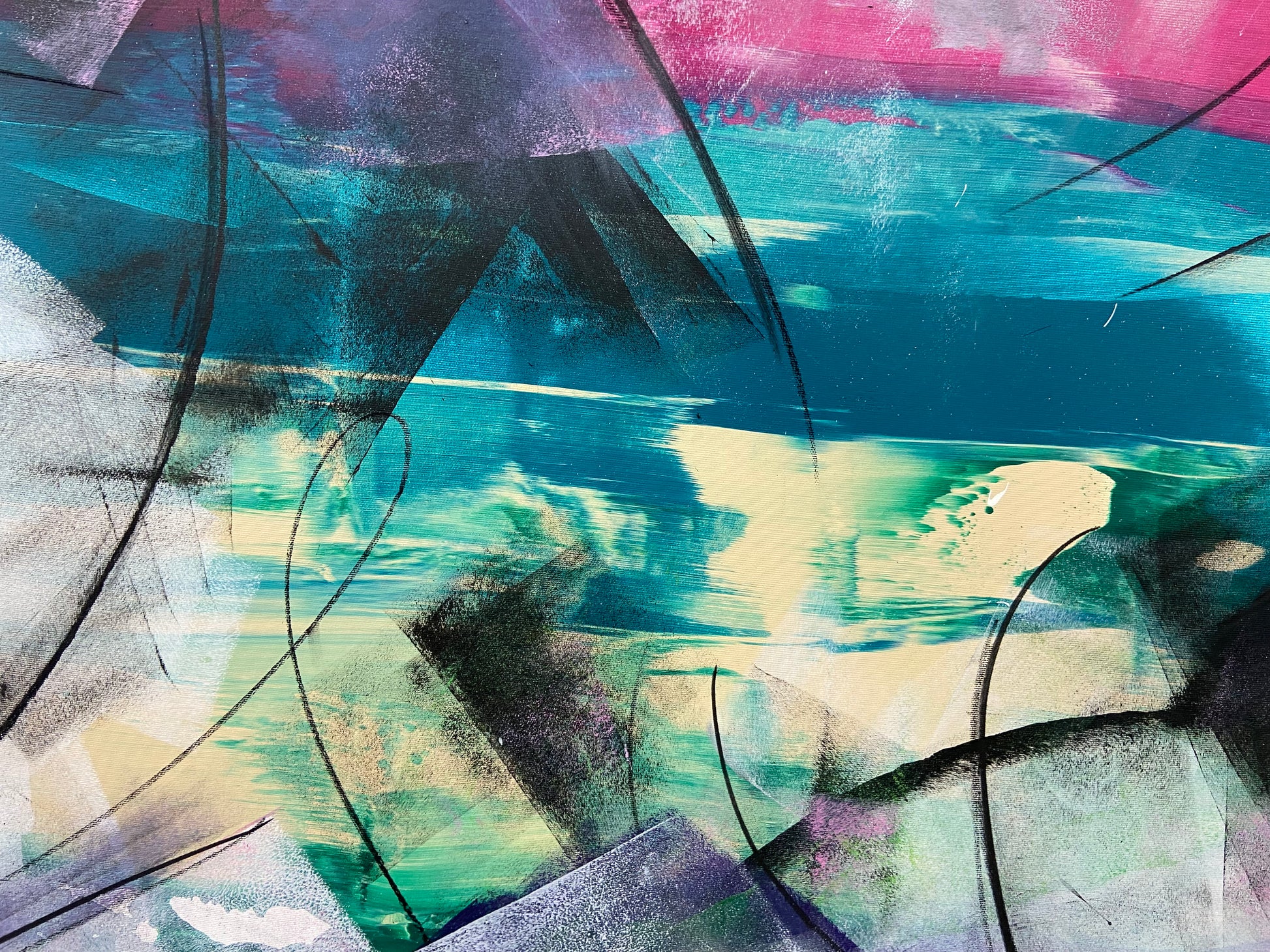 Kunstwerk von Claudio Di Marco mit dem Titel "abstrakt Nr. 20", 120cm hoch, 150cm breit und 2cm tief