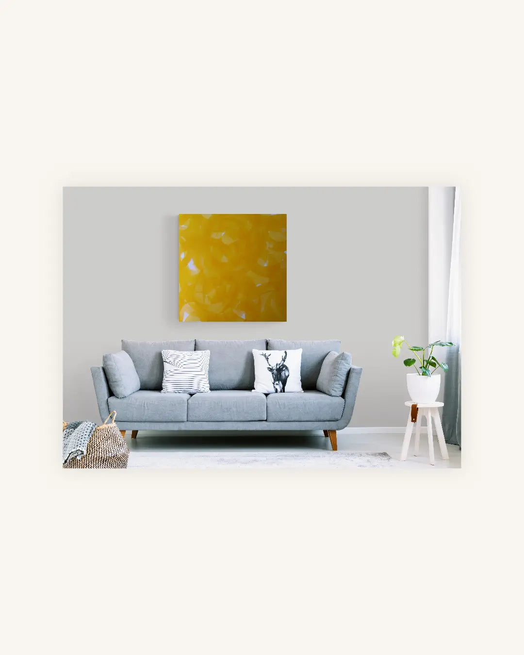 „Solar Rise“ – abstraktes Acryltintenbild in leuchtendem Gelb 1