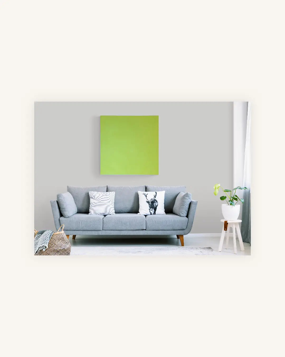 "Tirilli" abstraktes Acrylbild in leuchtendem Wellensittichgrün 1