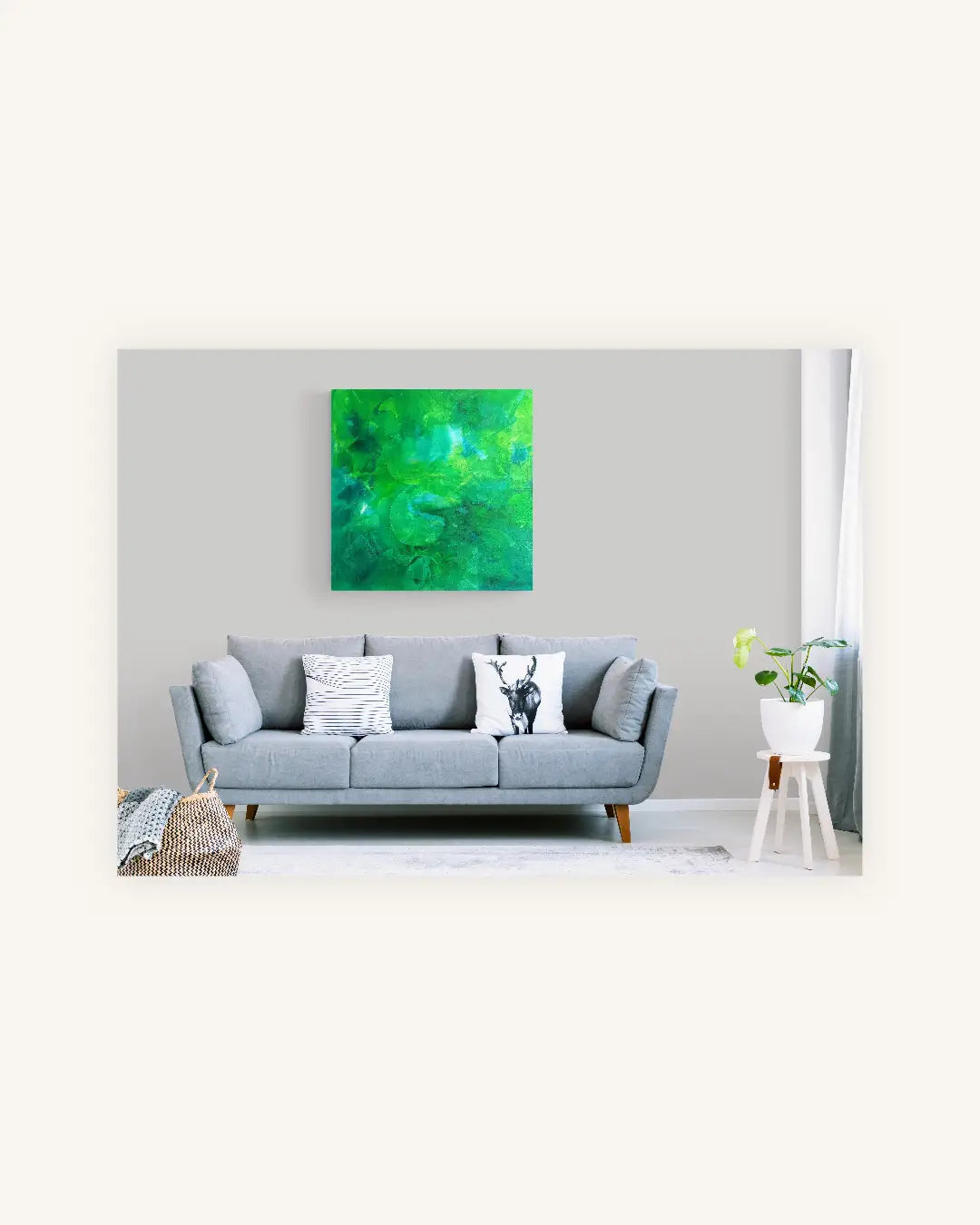 „Emerald Flow“ – abstraktes Acrylbild in leuchtendem Grün 1