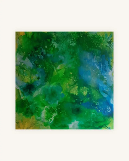 „Ocean Breath“ – abstraktes Acrylbild in Blau und Grün 0