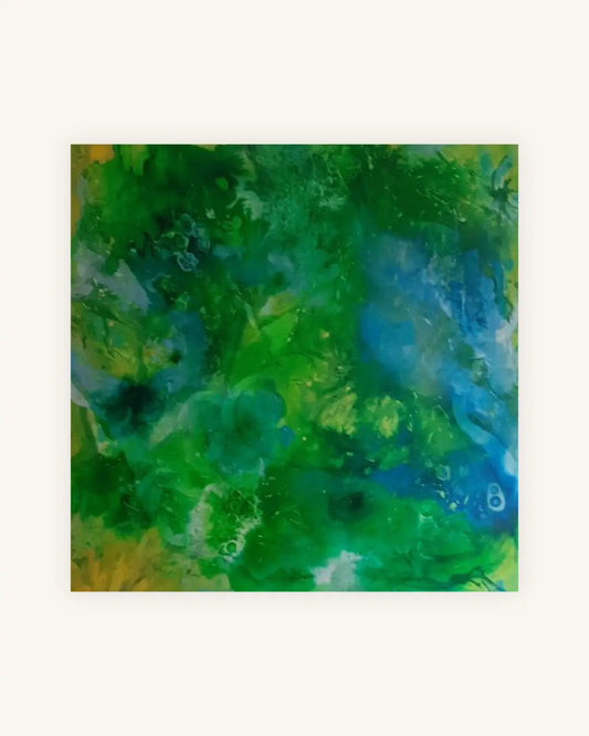 „Ocean Breath“ – abstraktes Acrylbild in Blau und Grün 0